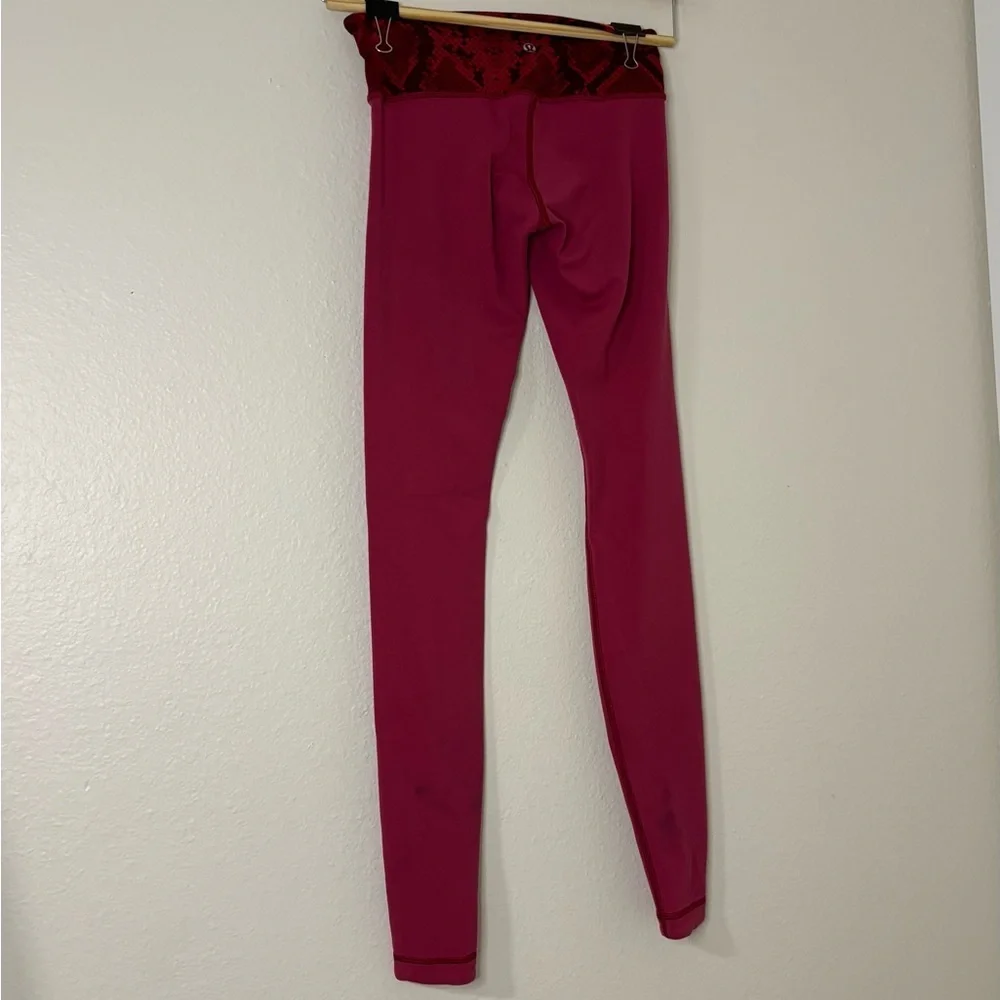 Lululemon Women Red Wunder Under II Full Length Reversible Leggings